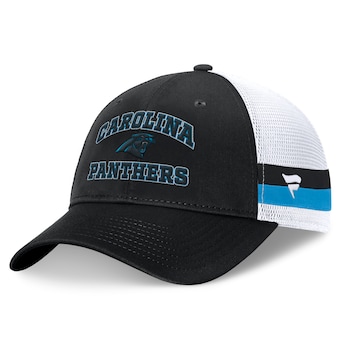 Men's Carolina Panthers  Fanatics Black/White Fundamentals Side Stripe Trucker Adjustable Hat