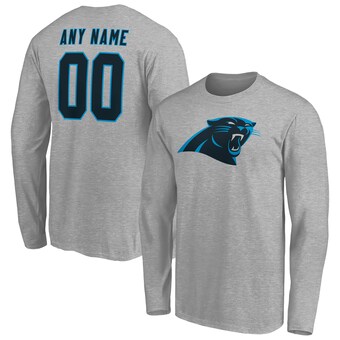 Men's Carolina Panthers Fanatics Gray Team Authentic Custom Long Sleeve T-Shirt