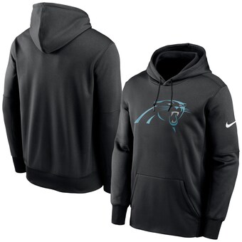 Men's Carolina Panthers Nike Black Fan Gear Primary Logo Therma Performance Pullover Hoodie