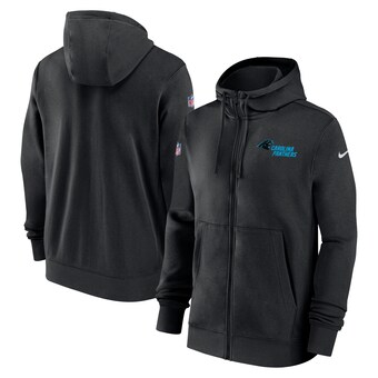 Men's Carolina Panthers Nike Black Sideline Club Performance Full-Zip Hoodie