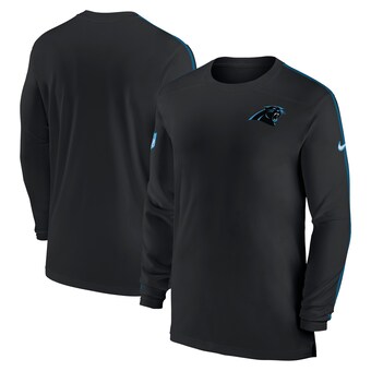 Men's Carolina Panthers Nike Black Sideline Coach UV Performance Long Sleeve T-Shirt