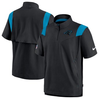 Men's Carolina Panthers Nike Black Sideline Coaches Chevron Lockup Pullover Top