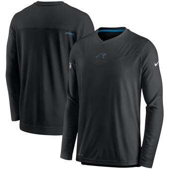 Men's Carolina Panthers Nike Black Sideline Coaches Performance Long Sleeve V-Neck T-Shirt