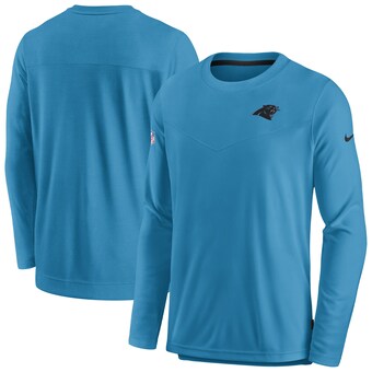 Men's Carolina Panthers Nike Blue Sideline Lockup Performance Pullover Sweatshirt