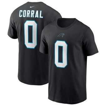 Men's Carolina Panthers Matt Corral Nike Black Player Name & Number T-Shirt