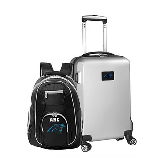 Carolina Panthers MOJO Silver Personalized Deluxe 2-Piece Backpack & Carry-On Set