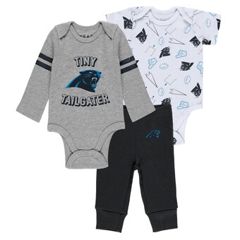 Newborn & Infant Carolina Panthers WEAR by Erin Andrews Gray/Black/White Three-Piece Turn Me Around Bodysuits & Pant Set