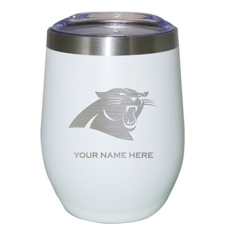 Carolina Panthers White 12oz. Personalized Etched Stemless Tumbler