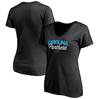 Women's Carolina Panthers Black Depth Chart V-Neck T-Shirt