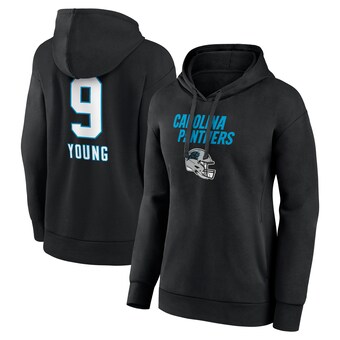 Women's Carolina Panthers Bryce Young Black Team Wordmark Name & Number Pullover Hoodie