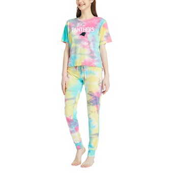 Women's Carolina Panthers Concepts Sport Velodrome Tie-Dye Top & Pants Set