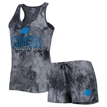 Women's Carolina Panthers Concepts Sport Charcoal Billboard Scoop Neck Racerback Tank and Shorts Sleep Set