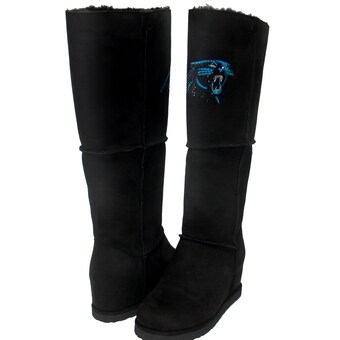 Women's Carolina Panthers Cuce Black Suede Knee-High Boots