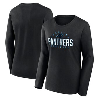 Women's Carolina Panthers Fanatics Black Plus Size Foiled Play Long Sleeve T-Shirt