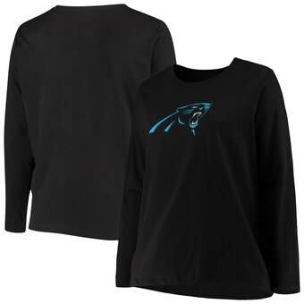 Women's Carolina Panthers Fanatics Black Plus Size Primary Logo Long Sleeve T-Shirt