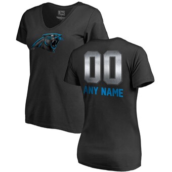 Women's Carolina Panthers NFL Pro Line by Fanatics Black Personalized Midnight Mascot T-Shirt