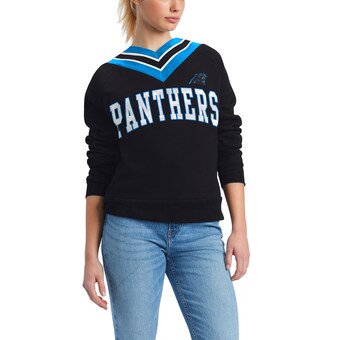 Women's Carolina Panthers Tommy Hilfiger Black Heidi V-Neck Pullover Sweatshirt