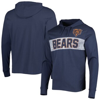 Men's Chicago Bears '47 Navy Field Franklin Hooded Long Sleeve T-Shirt