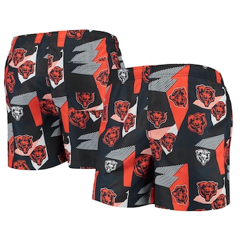 Men's Chicago Bears FOCO Navy/Orange Geo Print Swim Trunks