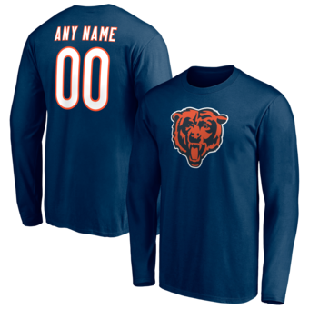 Men's Chicago Bears Navy Team Authentic Personalized Name & Number Long Sleeve T-Shirt