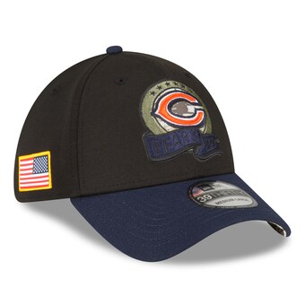 Men's Chicago Bears New Era Black/Navy 2022 Salute To Service 39THIRTY Flex Hat 