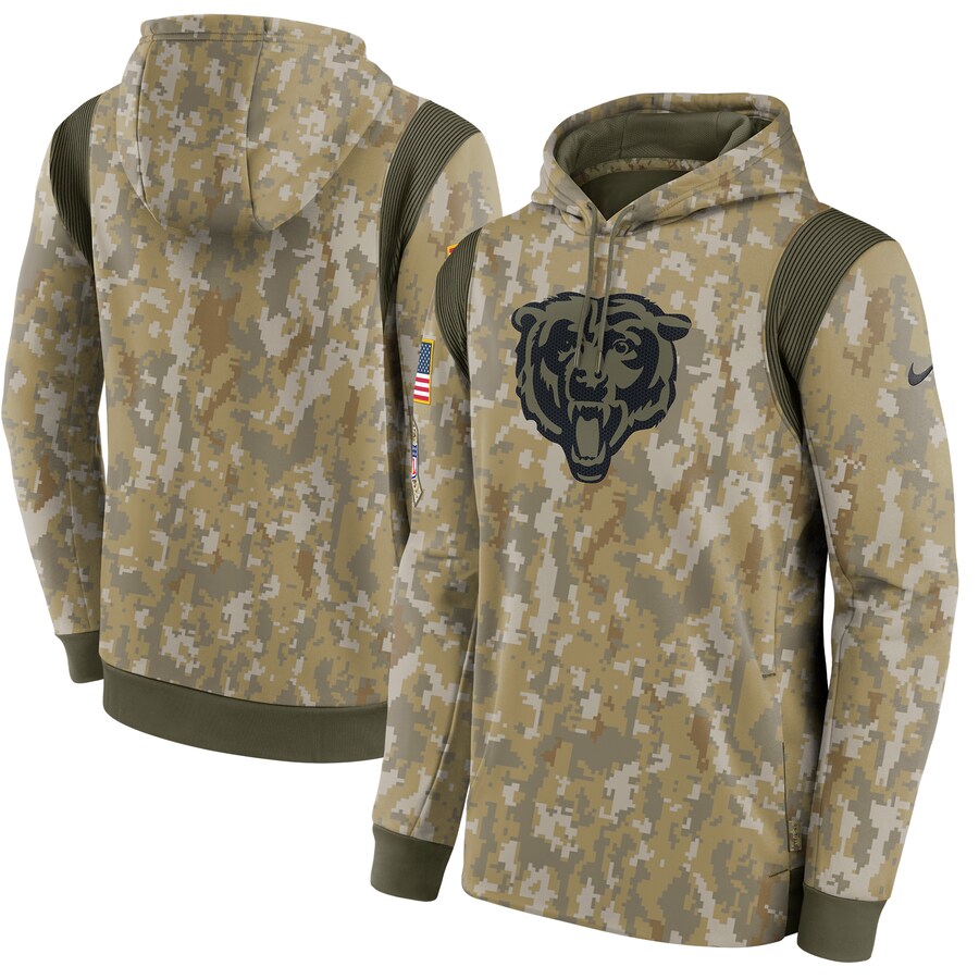 Men's Chicago Bears Nike Camo Salute To Service Therma Performance Pullover Hoodie