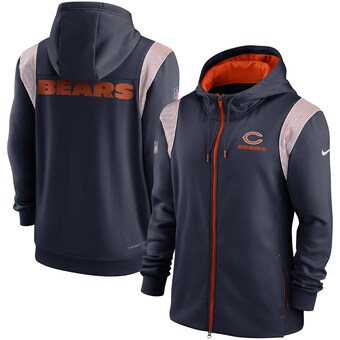 Men's Chicago Bears Nike Navy Performance Sideline Lockup Full-Zip Hoodie