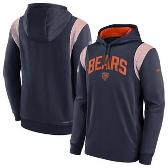 Men's Chicago Bears Nike Navy Sideline Athletic Stack Performance Pullover Hoodie