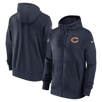 Men's Chicago Bears Nike Navy Sideline Club Performance Full-Zip Hoodie