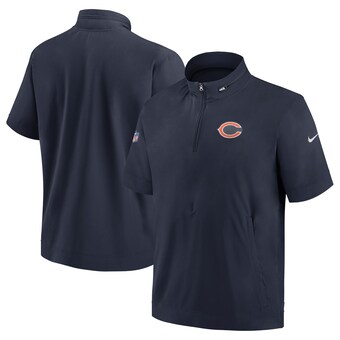 Men's Chicago Bears  Nike Navy Sideline Coach Short Sleeve Hoodie Quarter-Zip Jacket
