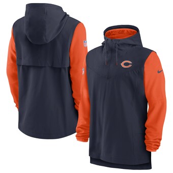 Men's Chicago Bears Nike Navy/Orange Sideline Player Quarter-Zip Hoodie