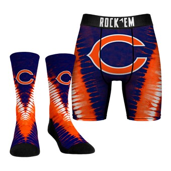 Men's Chicago Bears Rock Em Socks V Tie-Dye Underwear and Crew Socks Combo Pack