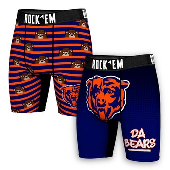 Men's Chicago Bears  Rock Em Socks Navy Two-Pack Mascot Slogan Boxer Briefs