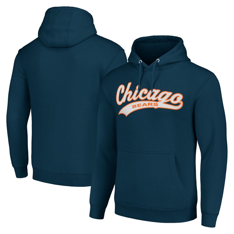 Unisex Chicago Bears Starter Navy Tailsweep Pullover Hoodie