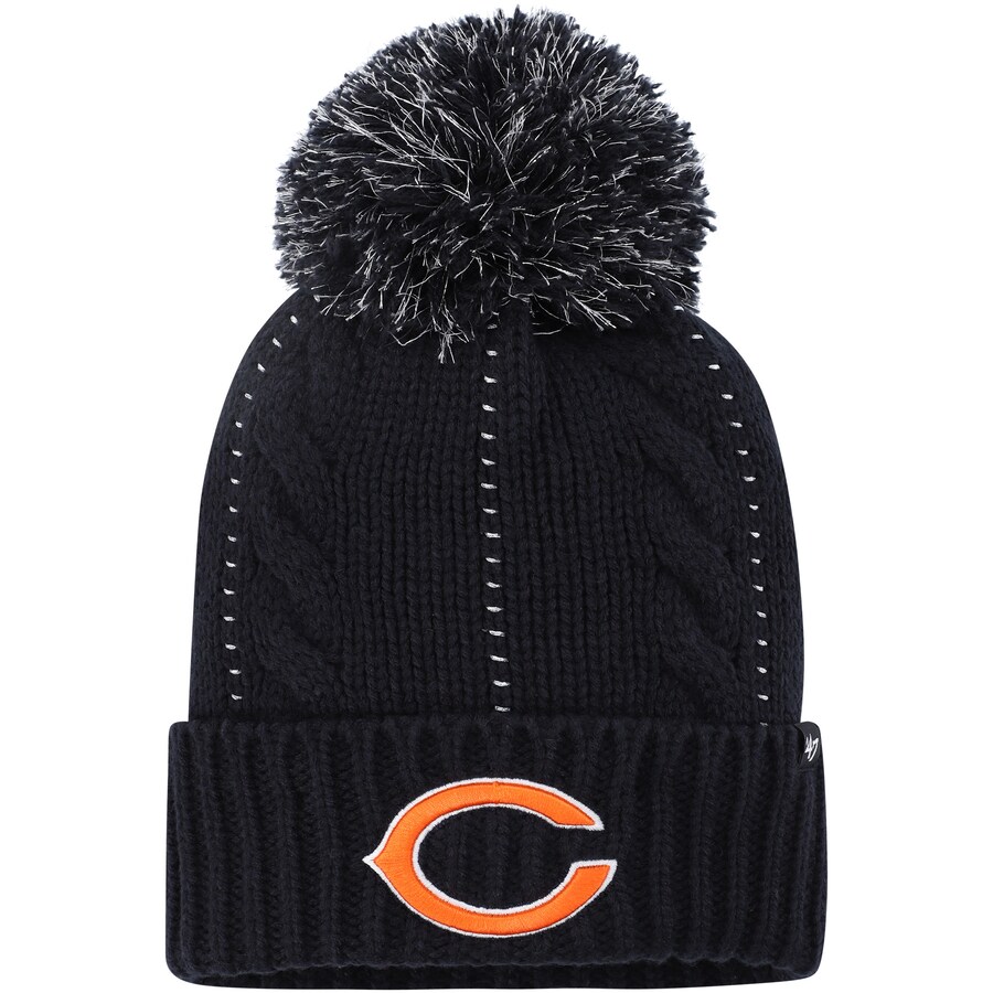 Women's Chicago Bears '47 Navy Bauble Cuffed Knit Hat with Pom