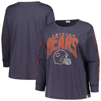 Women's Chicago Bears '47 Navy Plus Size Honey Cat SOA Long Sleeve T-Shirt