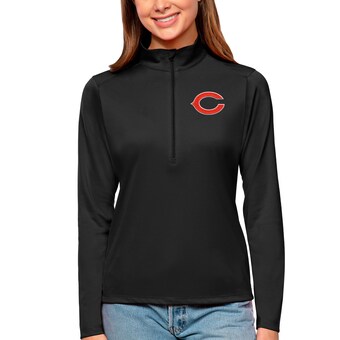 Women's Chicago Bears Antigua Black Tribute Half-Zip Top