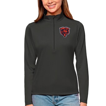 Women's Chicago Bears Antigua Charcoal Tribute Half-Zip Top