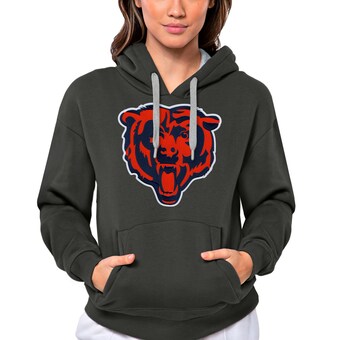 Women's Chicago Bears Antigua Charcoal Victory Logo Pullover Hoodie