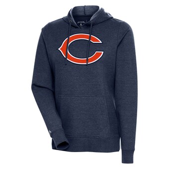 Women's Chicago Bears Antigua Heather Navy Primary Logo Action Pullover Hoodie