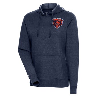 Women's Chicago Bears Antigua Heather Navy Team Mascot Action Pullover Hoodie