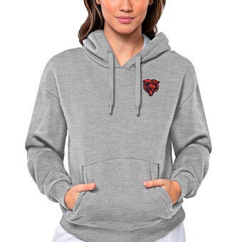 Women's Chicago Bears Antigua Heathered Gray Victory Pullover Hoodie