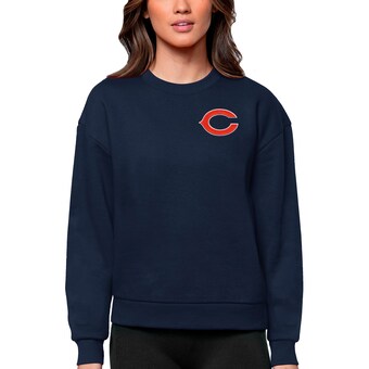 Women's Chicago Bears Antigua Navy Victory Crewneck Pullover Sweatshirt