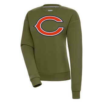 Women's Chicago Bears  Antigua Olive Victory Pullover Sweatshirt