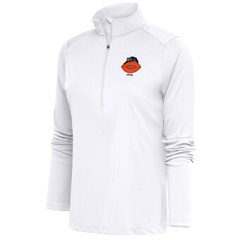 Women's Chicago Bears Antigua White Throwback Logo Tribute Half-Zip Pullover Top