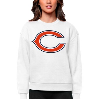 Women's Chicago Bears Antigua White Victory Logo Pullover Sweatshirt