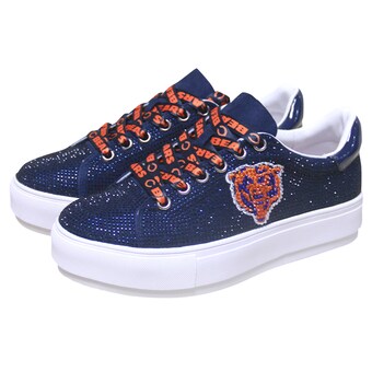 Women's Chicago Bears Cuce Navy Team Colored Crystal Sneakers