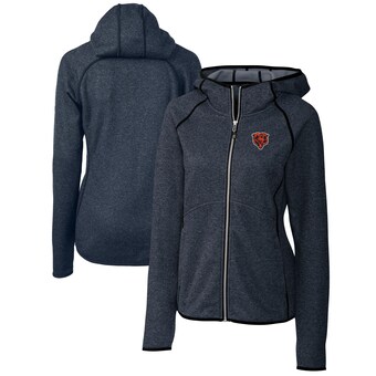 Women's Chicago Bears Cutter & Buck Heather Navy Throwback Logo Mainsail Full-Zip Jacket