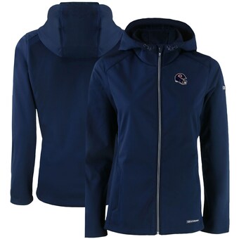 Women's Chicago Bears Cutter & Buck Navy Evoke Eco Softshell Recycled Full-Zip Hooded Jacket