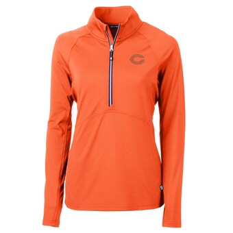 Women's Chicago Bears Cutter & Buck Orange Adapt Eco Knit Half-Zip Pullover Jacket